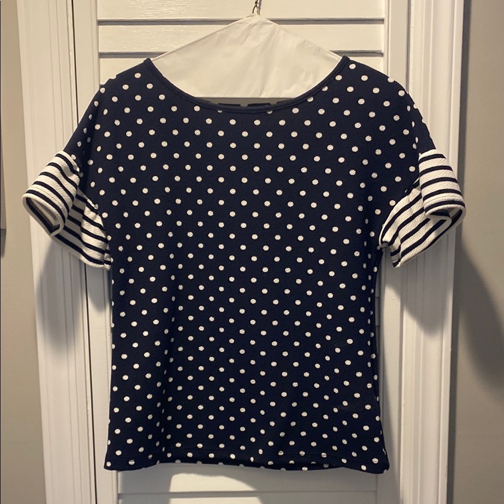 Design Lab Lord & Taylor Black and White Dot Tee